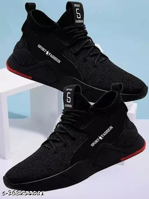 Men’s Black Sports Sneakers | Lightweight Gym, Running & Walking Shoes