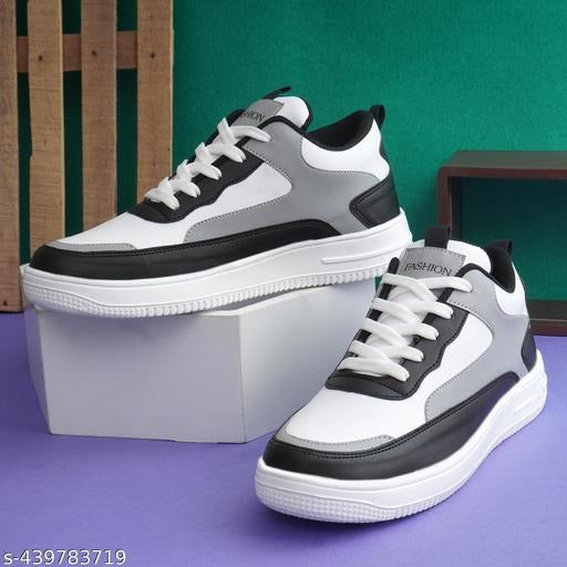 Men’s Casual Chunky Sneakers | Black White Grey Street Style Shoes