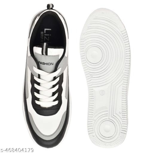 Men’s Casual Sneakers | Black White Grey Chunky Daily Wear Shoes