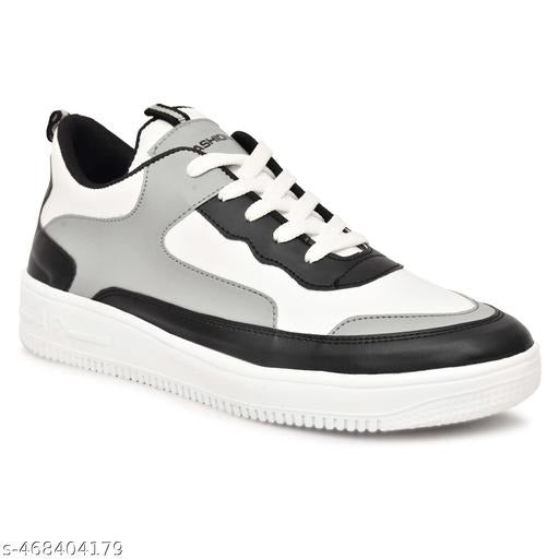 Men’s Casual Sneakers | Black White Grey Chunky Daily Wear Shoes