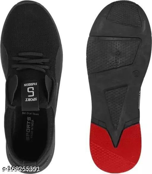 Men’s Black Sports Sneakers | Lightweight Gym, Running & Walking Shoes