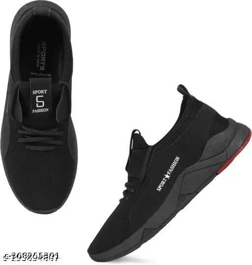 Men’s Black Sports Sneakers | Lightweight Gym, Running & Walking Shoes