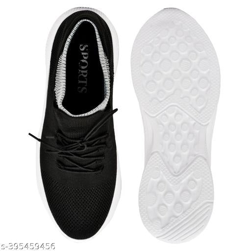Men’s Black Knit Sneakers | Lightweight Walking, Running & Daily Wear Shoes
