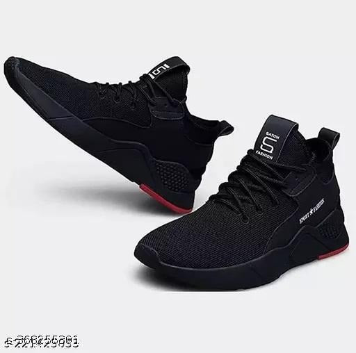 Men’s Black Sports Sneakers | Lightweight Gym, Running & Walking Shoes
