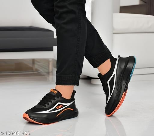 Men’s Black Sports Sneakers | Lightweight Running, Walking & Gym Shoes